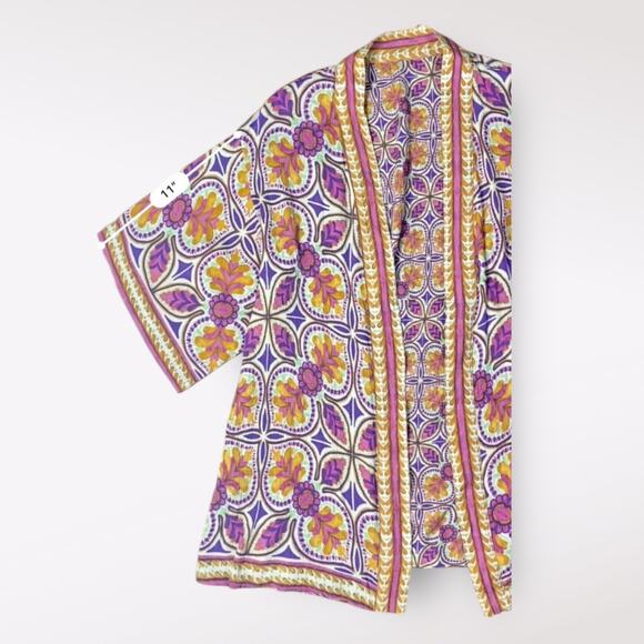 Haute Hippie Set Wide Leg Pant Open Reversible Kimono Cardigan Size M Boho - Picture 12 of 16